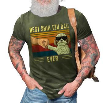 Vintage Best Shih Tzu Dad Ever Fist Bump Dog Fathers Day Gift For Mens 3D Print Casual Tshirt - Seseable