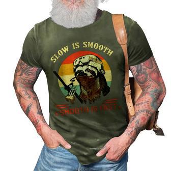 Vintage Military Sloth Slow Is Smooth Smooth Is Fast Veteran 3D Print Casual Tshirt | Mazezy