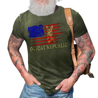 Vintage Retro Country Cat Ocicat Republic Flag 3D Print Casual Tshirt | Mazezy