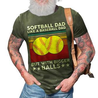 Vintage Softball Dad Like A Baseball Dad Us Flag Fathers Day 3D Print Casual Tshirt | Mazezy