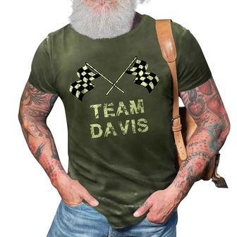 Vintage Team Davis Family Name Checkered Flag Racing 3D Print Casual Tshirt - Seseable