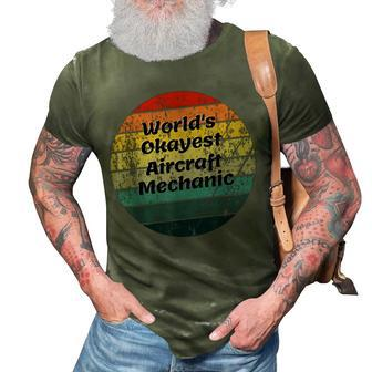 Worlds Okayest Aircraft Mechanic Vintage Sunset 60S 70S 3D Print Casual Tshirt | Mazezy