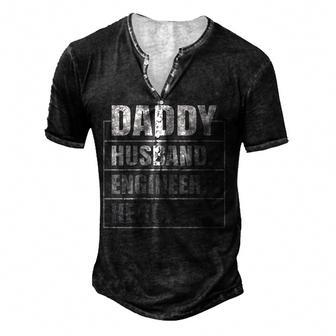 Daddy Husband Engineer Hero Fathers Day Men's Henley T-Shirt | Mazezy