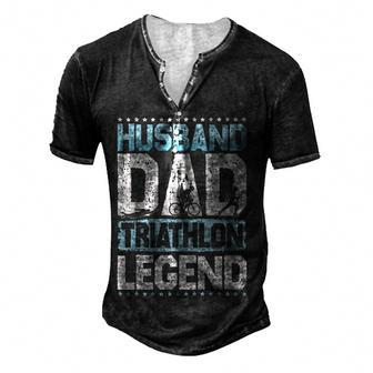 Marathon Husband Dad Triathlon Legend Triathlon Mens Men's Henley T-Shirt | Mazezy