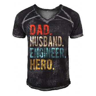 Dad Husband Engineer Hero Gift For Mens Men's Short Sleeve V-neck 3D Print Retro Tshirt | Mazezy