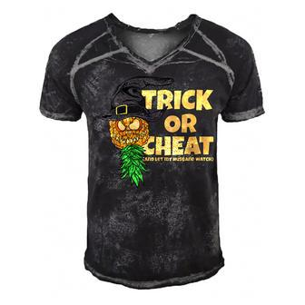 Halloween Trick Or Cheat Let Husband Watch Swingers Women Gift For Womens Men's Short Sleeve V-neck 3D Print Retro Tshirt | Mazezy