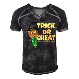 Halloween Trick Or Cheat Let Husband Watch Swingers Women Men's Short Sleeve V-neck 3D Print Retro Tshirt | Mazezy