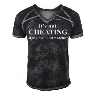 Its Not Cheating If My Husband Watches Funny Men's Short Sleeve V-neck 3D Print Retro Tshirt | Mazezy