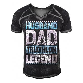 Marathon Husband Dad Triathlon Legend Triathlon Mens Gift For Womens Men's Short Sleeve V-neck 3D Print Retro Tshirt | Mazezy