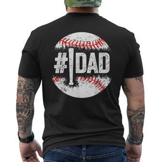 1 Dad Baseball Number One Daddy Son Fathers Day Men's T-shirt Back Print - Thegiftio UK