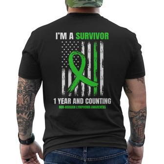 1 Year Cancer Free Non Hodgkins Lymphoma Survivor Usa Flag Men's T-shirt Back Print - Seseable