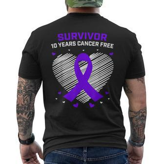 10 Years Cancer Free Purple Pancreatic Cancer Survivor Men's T-shirt Back Print - Seseable