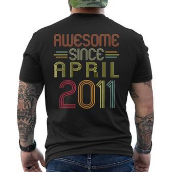11Th Birthday Awesome Since April 2011 11 Years Old Men's T-shirt Back Print - Seseable