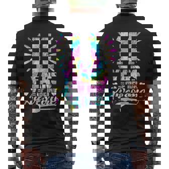 11Th Birthday Idea Tie Dye 11 Year Of Being Awesome Men's Back Print T-shirt | Mazezy