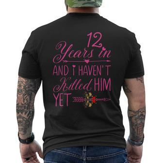 12Th Wedding Anniversary For Her Married 12 Years Men's T-shirt Back Print - Seseable