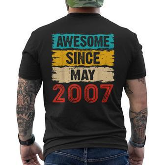 16 Year Old Awesome Since May 2007 16Th Birthday Gifts Mens Back Print T-shirt - Seseable