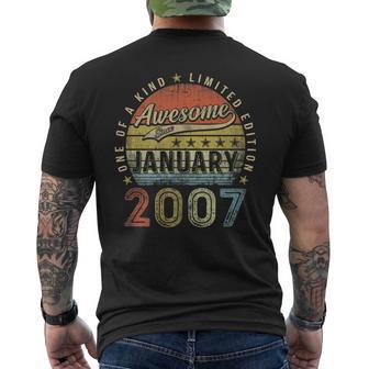 16Th Birthday Awesome Since January 2007 16 Year Old Men's T-shirt Back Print - Seseable