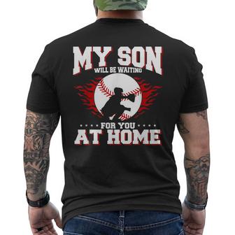 My Son Will Be Waiting For You At Home Baseball Mama Mens Back Print T-shirt