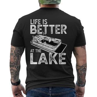 Funny Pontoon Captain Life Is Better At The Lake Boating Mens Back Print T-shirt