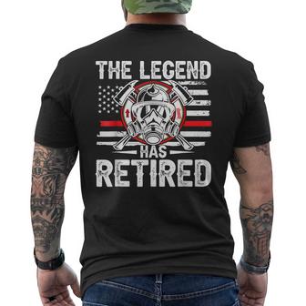 The Legend Has Retired Fireman American Flag Usa Firefighter Mens Back Print T-shirt