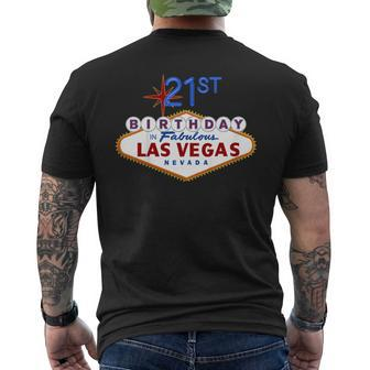 21St Birthday In Las Vegas Classic Sign Souvenir T Shirt Men's Back Print T-shirt | Mazezy