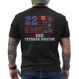 22 A Day Take Their Lives End Veteran Suicide Supporter Mens Back Print T-shirt | Mazezy
