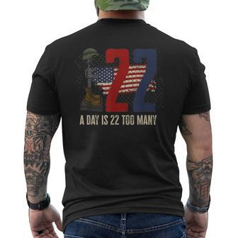 22 Too Many Veteran Lives Veterans Suicide Awareness Men's T-shirt Back Print - Seseable