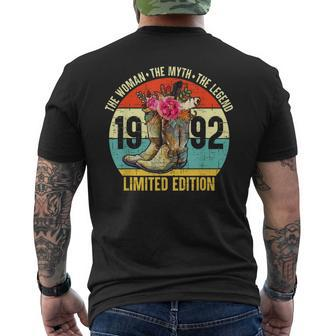 30 Year Old 1992 Limited Edition Cowboy Boots Western 30Th Mens Back Print T-shirt - Seseable