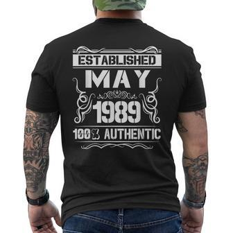30Th Birthday Established May 1989 T Shirt Men's Back Print T-shirt | Mazezy