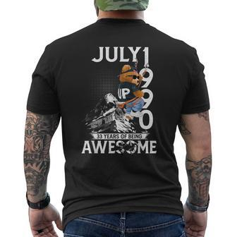33Rd Birthday Gifts Vintage July 1990 33 Years Old For Men Mens Back Print T-shirt