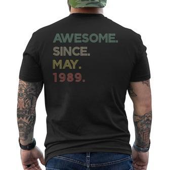 34 Year Old Awesome Since May 1989 34Th Birthday Mens Back Print T-shirt - Seseable
