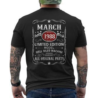 35 Years Old Decoration March 1988 35Th Birthday Men's T-shirt Back Print - Seseable
