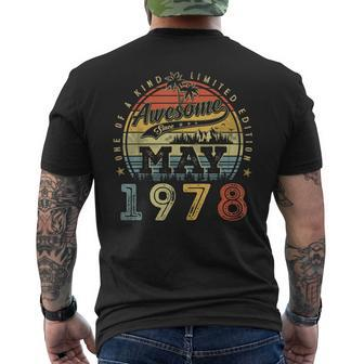 45 Year Old Awesome Since May 1978 45Th Birthday Men's Crewneck Short Sleeve Back Print T-shirt | Mazezy DE