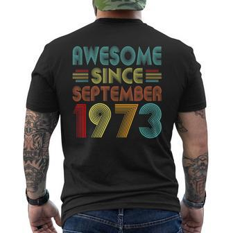 49Th Birthday Idea Awesome Since September 1973 49 Years Old Men's T-shirt Back Print - Seseable
