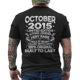 4Th Birthday Vintage Born In October 2015 4 Years Old Men's Back Print T-shirt | Mazezy