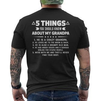 5 Things You Should Know About My Grandpa Men's T-shirt Back Print - Seseable
