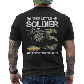 5 Year Old Soldier Camo Army Birthday Themed Military Family Men's T-shirt Back Print - Seseable