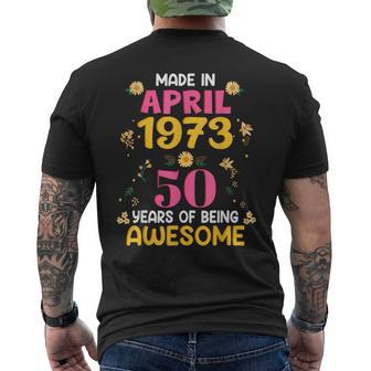 50 Years Old Women Made In April 1973 Birthday Men's Back Print T-shirt | Mazezy