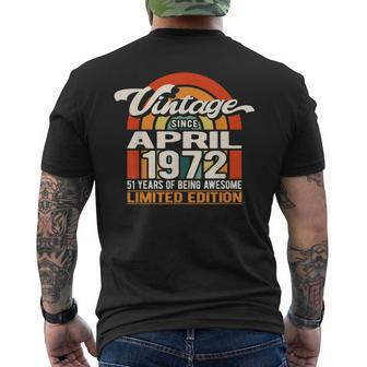 51 Years Of Being Awesome Vintage April 1972 51St Birthday Men's T-shirt Back Print - Seseable