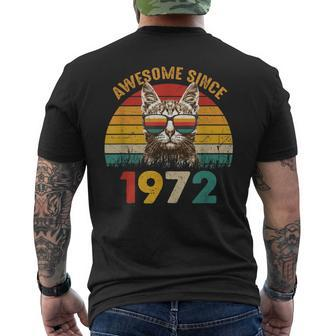 51St Birthday Cat Lover 51 Year Vintage Awesome Since 1972 Men's T-shirt Back Print - Seseable