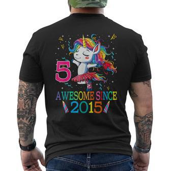 5Th Birthday Unicorn Awesome Since 2015 Men's Back Print T-shirt | Mazezy