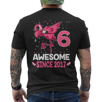 6 Years Old Awesome Since 2017 Dab Flamingo 6Th Birthday Mens Back Print T-shirt - Seseable