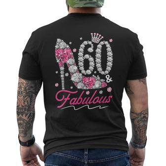 60Th Birthday 60 & Fabulous Pink 60 Years Old Diamond Shoes Men's Back Print T-shirt | Mazezy