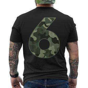 6Th Birthday Army Birthday Party 6 Years Old Camo Number 6 Men's T-shirt Back Print - Seseable