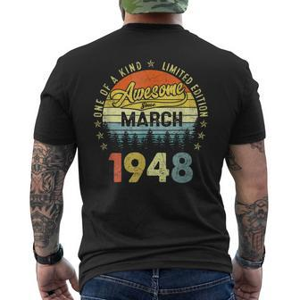 75Th Birthday 75 Years Old Awesome Since March 1948 Men's T-shirt Back Print - Seseable