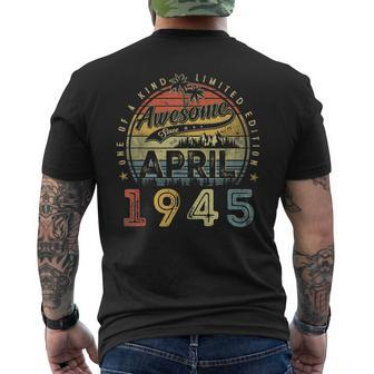 78 Year Old Awesome Since April 1945 78Th Birthday Men's Back Print T-shirt | Mazezy