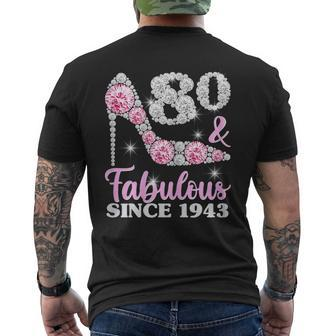 Womens 80 & Fabulous 80 Years Old 80Th Birthday Diamond Crown Shoes Men's Back Print T-shirt | Mazezy