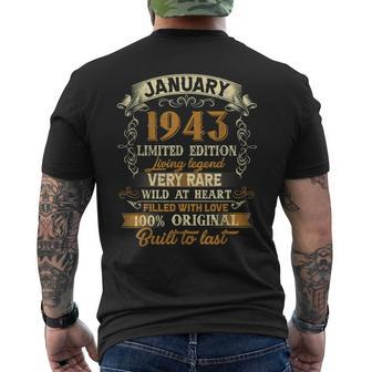 80 Year Old Awesome Since January 1943 Vintage 80Th Birthday Men's T-shirt Back Print - Seseable