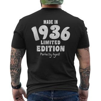 83Rd Birthday Distressed Text 1936 Men's Back Print T-shirt | Mazezy