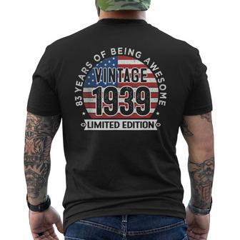 83Rd Birthday Men Vintage 1939 83 Years Old Usa Flag Men's Back Print T-shirt | Mazezy